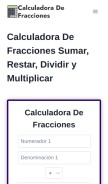 How calculadora-de-fracciones.com looks like on a mobile device such as an iPhone.