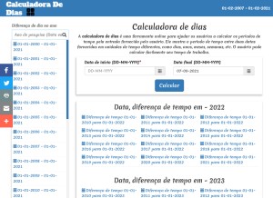 How calculadoradedias.pt looks like on a tablet such as an iPad.