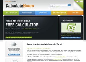 How calculatehours.com looks like on a tablet such as an iPad.