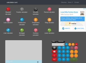 How calculator.com looks like on a tablet such as an iPad.