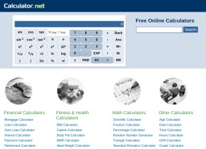 How calculator.net looks like on a tablet such as an iPad.