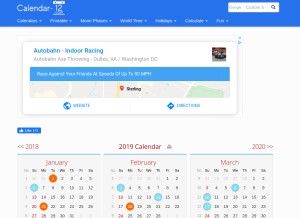 How calendar-12.com looks like on a tablet such as an iPad.