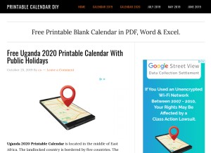 How calendardiy.com looks like on a tablet such as an iPad.