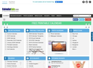 How calendarlabs.com looks like on a tablet such as an iPad.