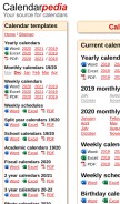 How calendarpedia.com looks like on a mobile device such as an iPhone.