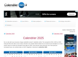 How calendrier-365.fr looks like on a tablet such as an iPad.