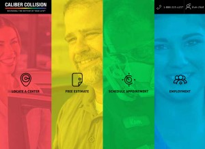 How calibercollision.com looks like on a tablet such as an iPad.