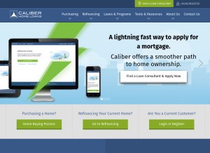 How caliberhomeloans.com looks like on a tablet such as an iPad.