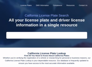 How calicenseplate.com looks like on a tablet such as an iPad.