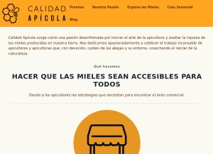 How calidadapicola.com looks like on a tablet such as an iPad.