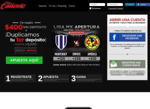 How caliente.mx looks like on a tablet such as an iPad.
