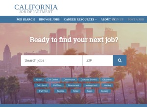 How californiajobdepartment.com looks like on a tablet such as an iPad.