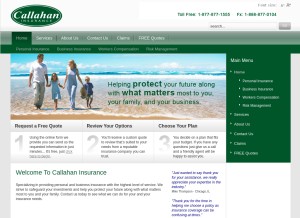 How callahan1.com looks like on a tablet such as an iPad.