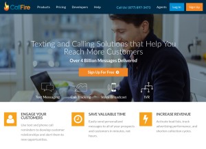 How callfire.com looks like on a tablet such as an iPad.