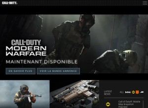 How callofduty.com looks like on a tablet such as an iPad.