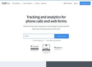 How callrail.com looks like on a tablet such as an iPad.