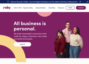 How callruby.com looks like on a tablet such as an iPad.
