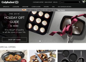 How calphalon.com looks like on a tablet such as an iPad.
