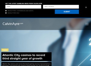 How calvinayre.com looks like on a tablet such as an iPad.