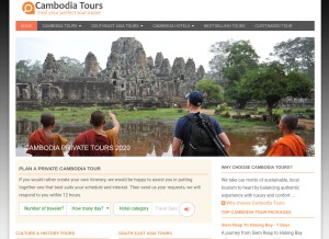 How cambodiatours.com looks like on a tablet such as an iPad.