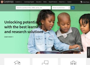How cambridge.org looks like on a tablet such as an iPad.