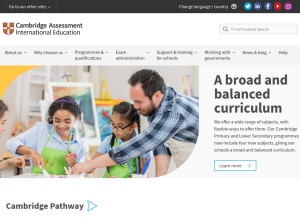 How cambridgeinternational.org looks like on a tablet such as an iPad.