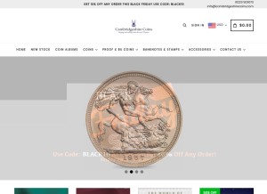 How cambridgeshirecoins.com looks like on a tablet such as an iPad.