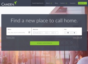 How camdenliving.com looks like on a tablet such as an iPad.
