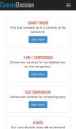 How cameradecision.com looks like on a mobile device such as an iPhone.