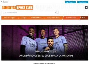 How camisetassportclub.com looks like on a tablet such as an iPad.