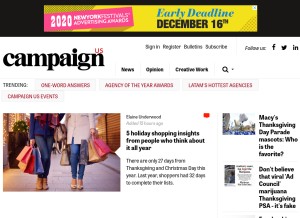 How campaignlive.com looks like on a tablet such as an iPad.