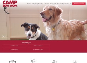 How campbowwow.com looks like on a tablet such as an iPad.