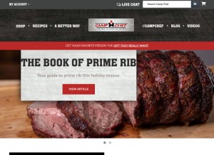How campchef.com looks like on a tablet such as an iPad.