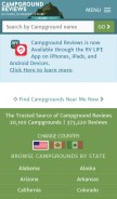 How campgroundreviews.com looks like on a mobile device such as an iPhone.