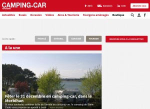 How camping-car.com looks like on a tablet such as an iPad.