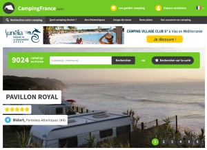 How campingfrance.com looks like on a tablet such as an iPad.