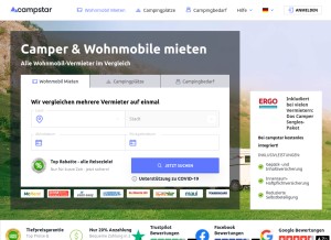 How campstar.com looks like on a tablet such as an iPad.