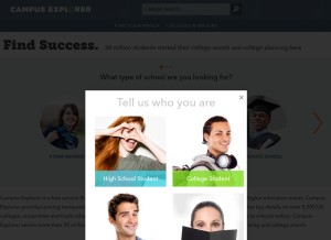How campusexplorer.com looks like on a tablet such as an iPad.