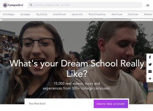 How campusreel.org looks like on a tablet such as an iPad.