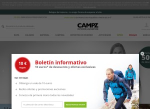 How campz.es looks like on a tablet such as an iPad.