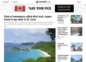 How canada.com looks like on a tablet such as an iPad.