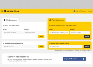 How canada411.ca looks like on a tablet such as an iPad.