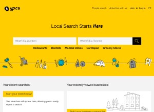 How canada411.yellowpages.ca looks like on a tablet such as an iPad.