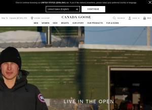 How canadagoose.com looks like on a tablet such as an iPad.