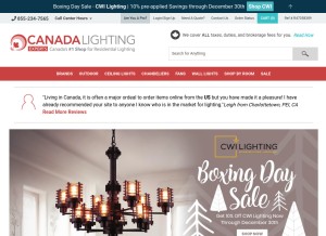 How canadalightingexperts.com looks like on a tablet such as an iPad.