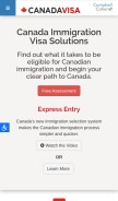 How canadavisa.com looks like on a mobile device such as an iPhone.