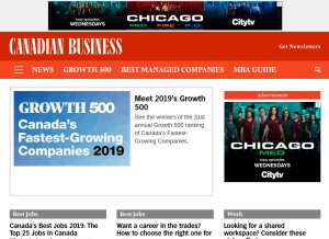 How canadianbusiness.com looks like on a tablet such as an iPad.