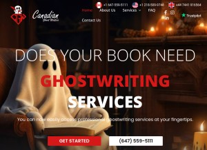 How canadianghostwriters.com looks like on a tablet such as an iPad.