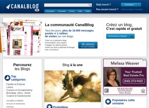 How canalblog.com looks like on a tablet such as an iPad.