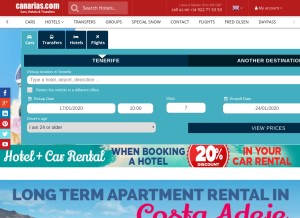 How canarias.com looks like on a tablet such as an iPad.
